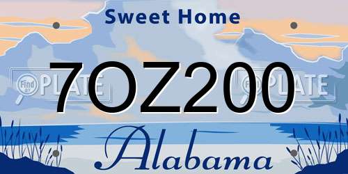 7OZ200 Alabama License Plate