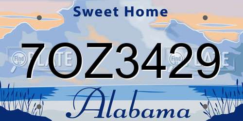 7OZ3429 Alabama License Plate