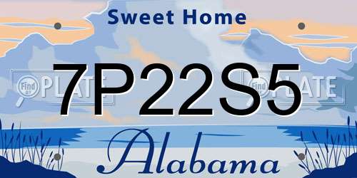 7P22S5 Alabama License Plate