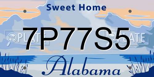 7P77S5 Alabama License Plate