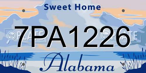 7PA1226 Alabama License Plate