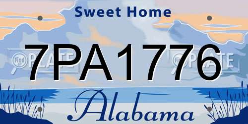 7PA1776 Alabama License Plate