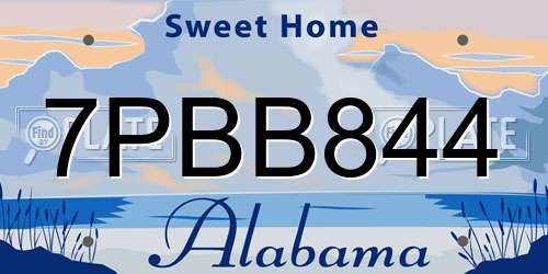 7PBB844 Alabama License Plate