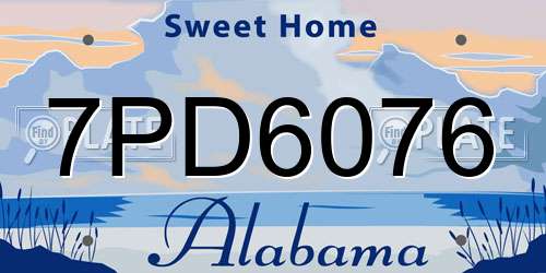 7PD6076 Alabama License Plate