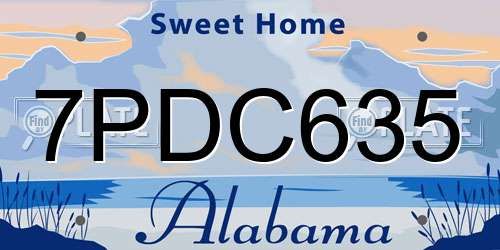 7PDC635 Alabama License Plate