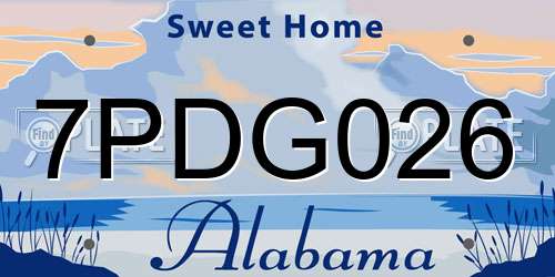 7PDG026 Alabama License Plate