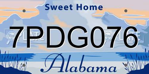 7PDG076 Alabama License Plate