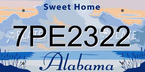 7PE2322 Alabama License Plate