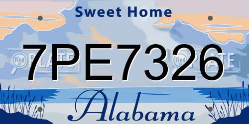 7PE7326 Alabama License Plate