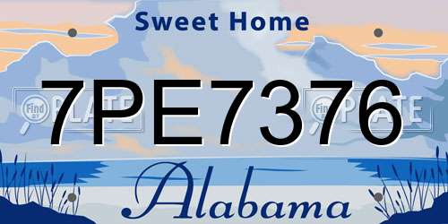 7PE7376 Alabama License Plate