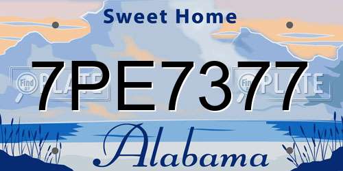 7PE7377 Alabama License Plate