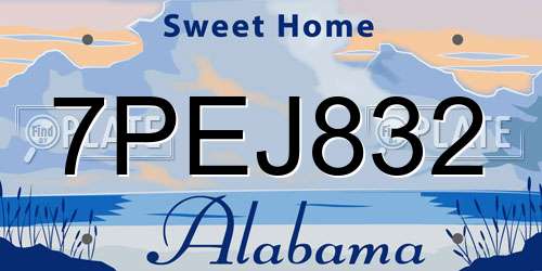 7PEJ832 Alabama License Plate