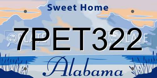 7PET322 Alabama License Plate