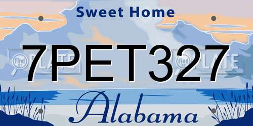7PET327 Alabama License Plate