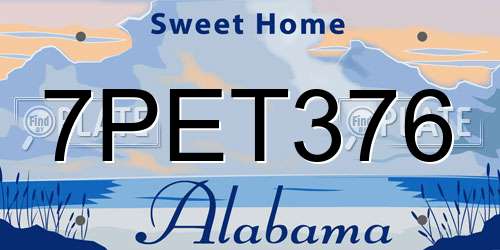 7PET376 Alabama License Plate