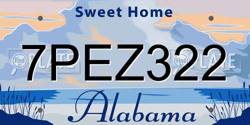 7PEZ322 Alabama License Plate