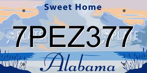 7PEZ377 Alabama License Plate