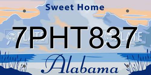 7PHT837 Alabama License Plate