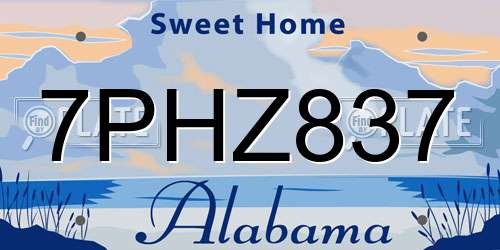 7PHZ837 Alabama License Plate