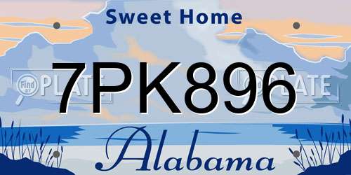 7PK896 Alabama License Plate