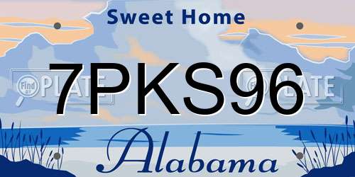 7PKS96 Alabama License Plate