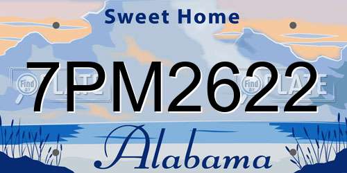 7PM2622 Alabama License Plate