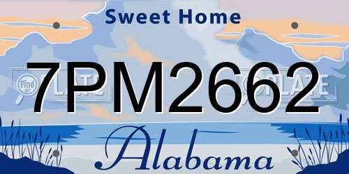 7PM2662 Alabama License Plate