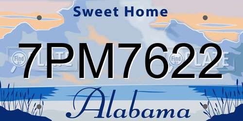 7PM7622 Alabama License Plate