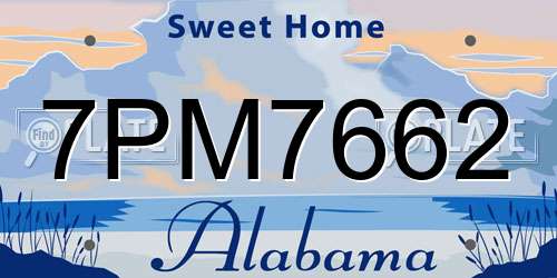 7PM7662 Alabama License Plate