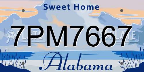 7PM7667 Alabama License Plate
