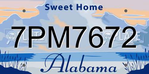 7PM7672 Alabama License Plate