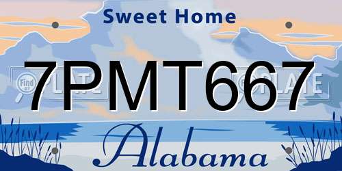 7PMT667 Alabama License Plate