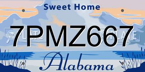 7PMZ667 Alabama License Plate