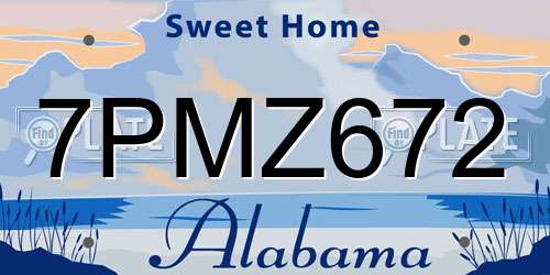 7PMZ672 Alabama License Plate