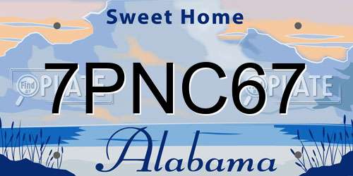 7PNC67 Alabama License Plate