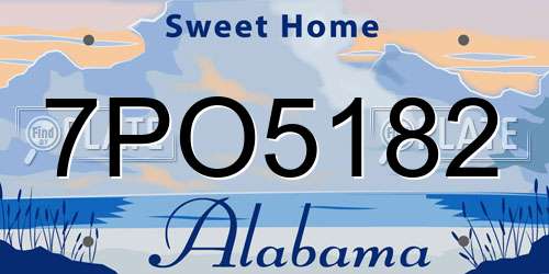 7PO5182 Alabama License Plate