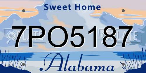 7PO5187 Alabama License Plate