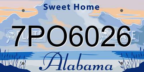 7PO6026 Alabama License Plate