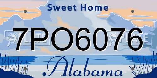 7PO6076 Alabama License Plate