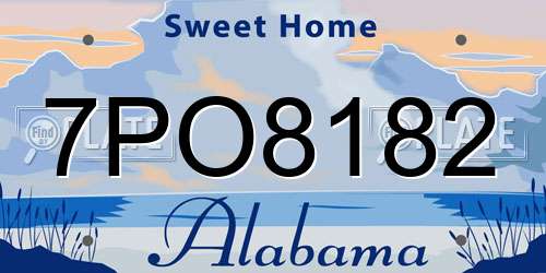 7PO8182 Alabama License Plate