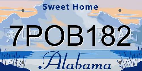 7POB182 Alabama License Plate