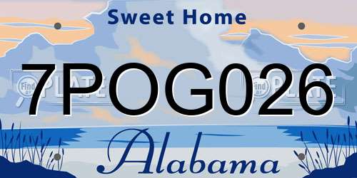 7POG026 Alabama License Plate