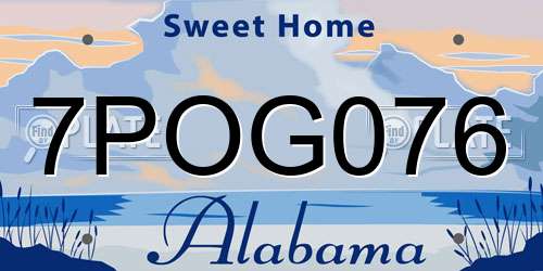7POG076 Alabama License Plate