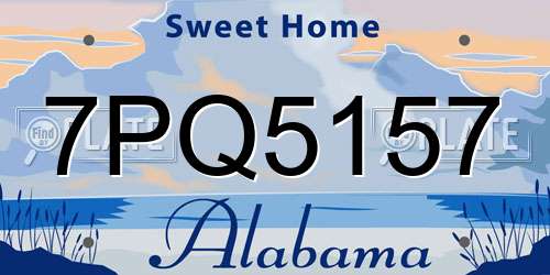 7PQ5157 Alabama License Plate