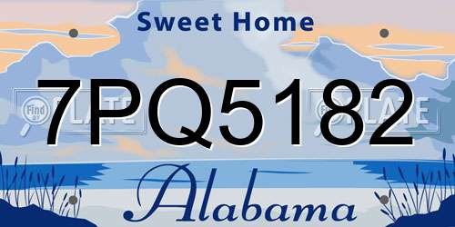 7PQ5182 Alabama License Plate