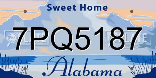 7PQ5187 Alabama License Plate