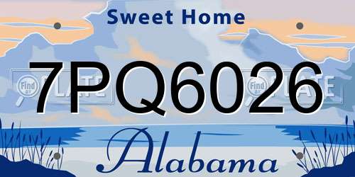 7PQ6026 Alabama License Plate