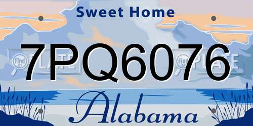 7PQ6076 Alabama License Plate