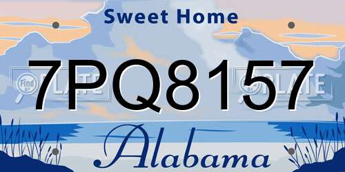 7PQ8157 Alabama License Plate