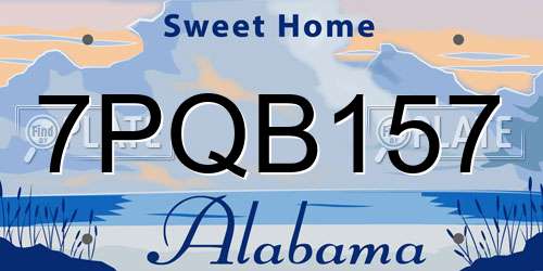 7PQB157 Alabama License Plate